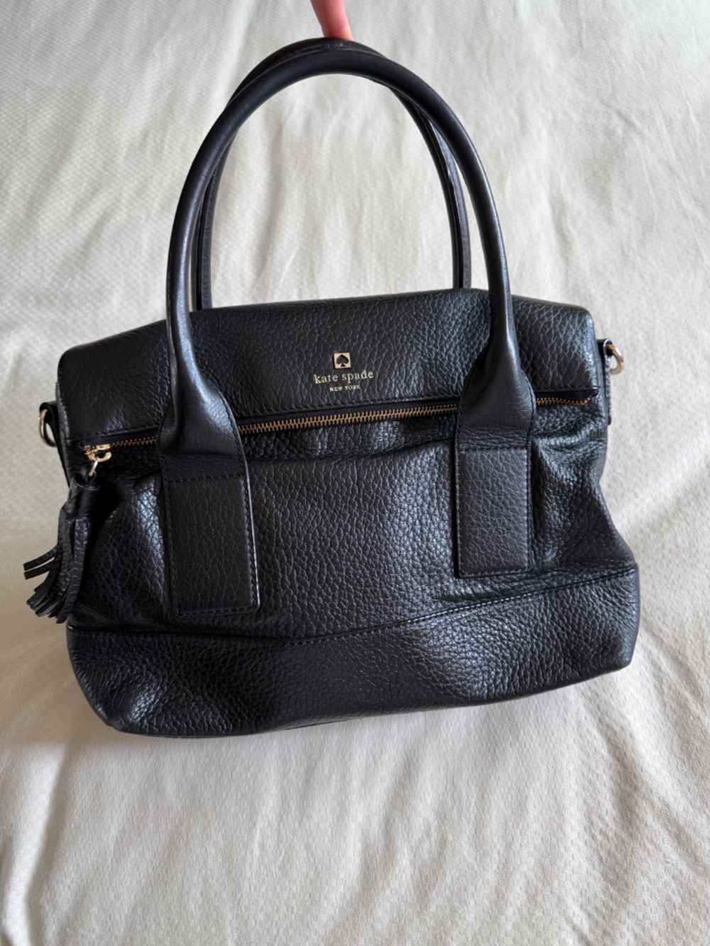 Kate Spade Black Leather Satchel with Dust Bag